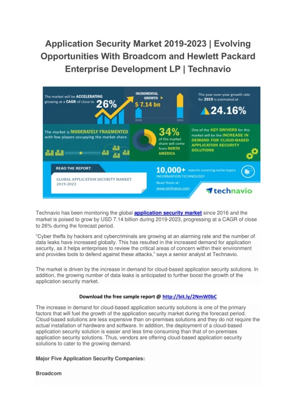 Application Security Market 2019-2023 | Evolving Opportunities With Broadcom and Hewlett Packard Enterprise Development