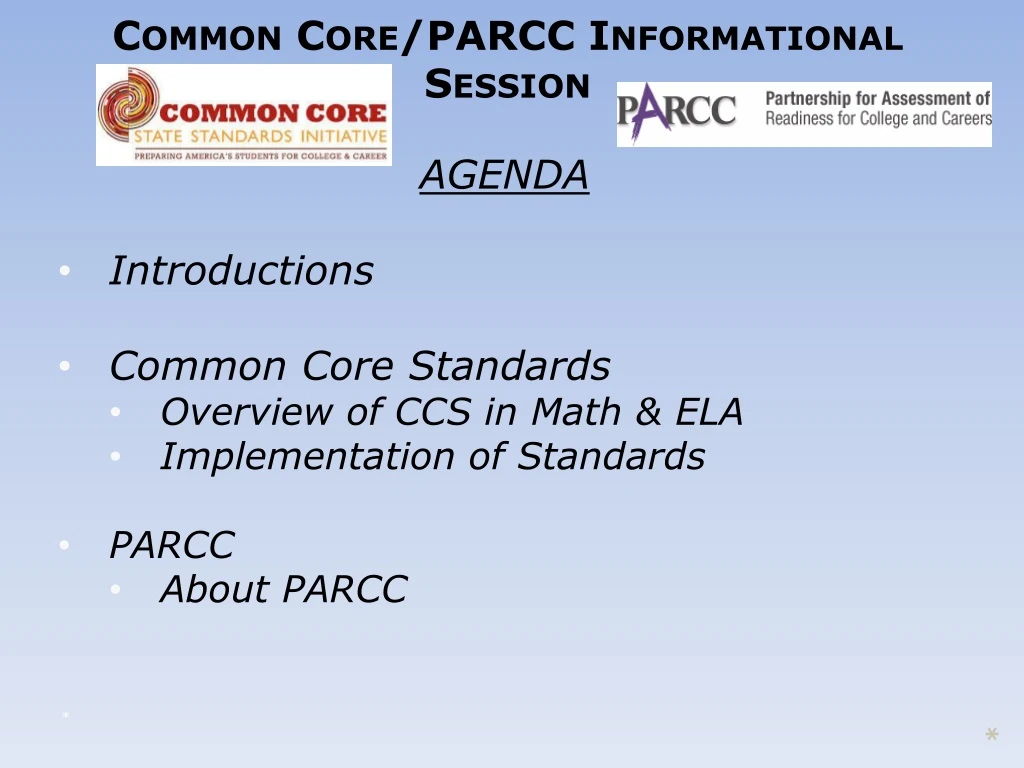 common core parcc informational session