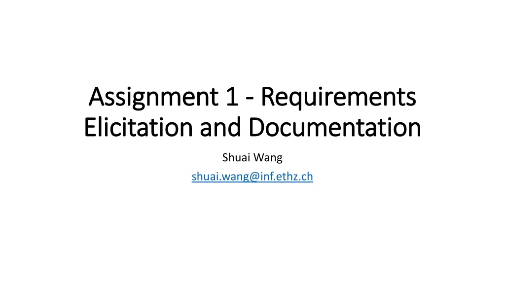assignment 1 requirements elicitation and documentation
