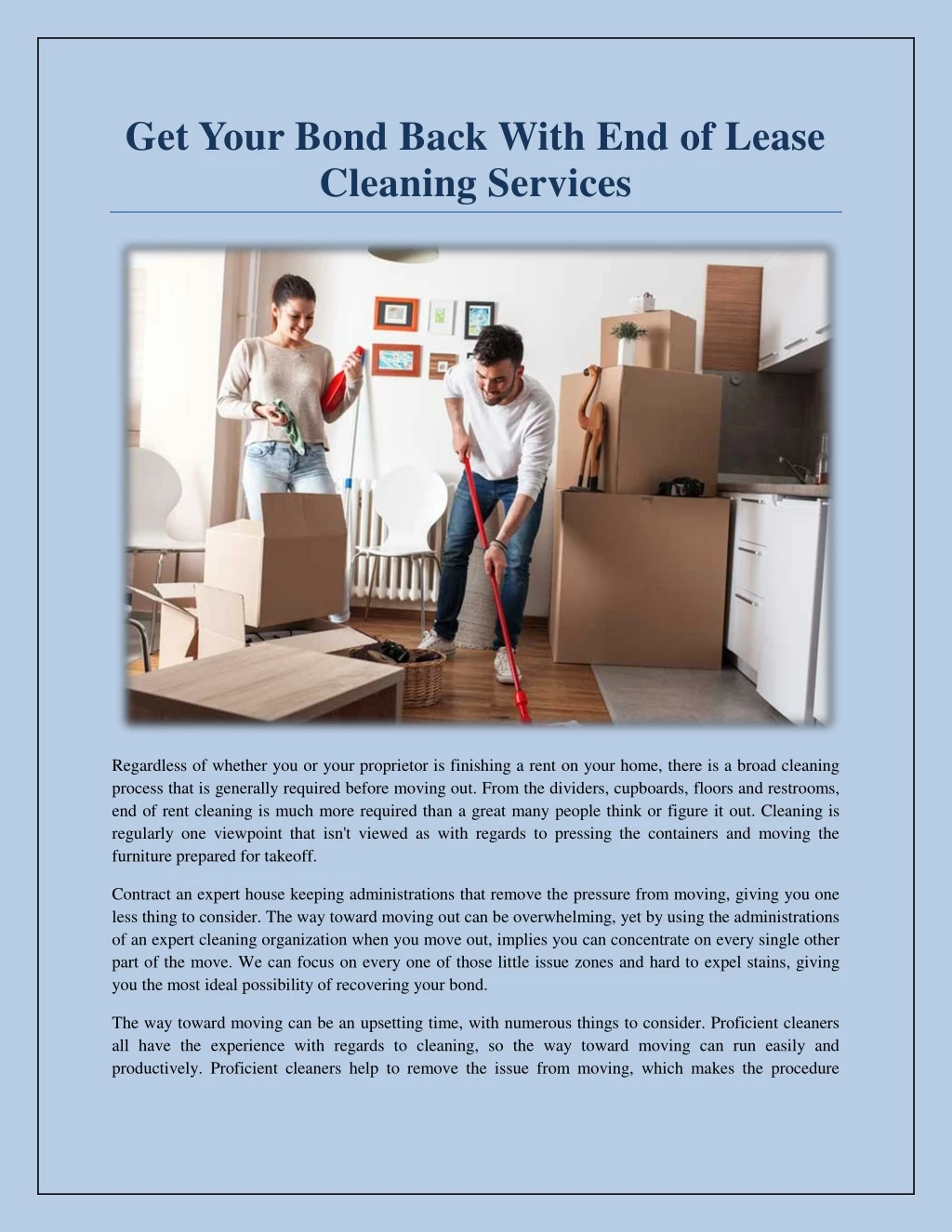 get your bond back with end of lease cleaning