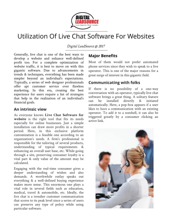 Utilization Of Live Chat Software For Websites