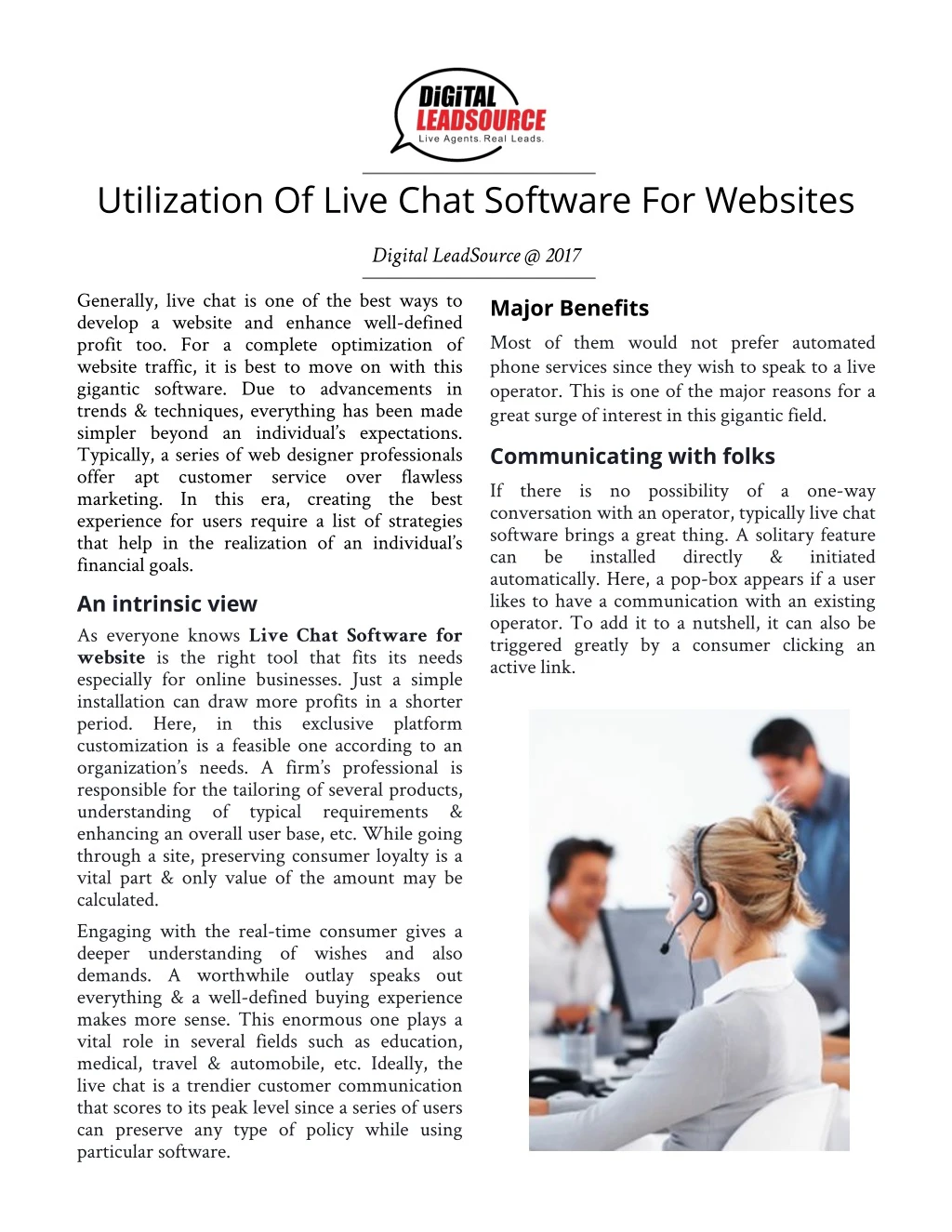 utilization of live chat software for websites