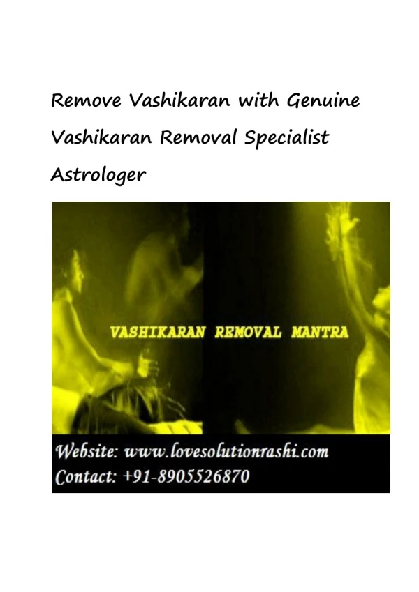 Vashikaran Removal Specialist Astrologer India