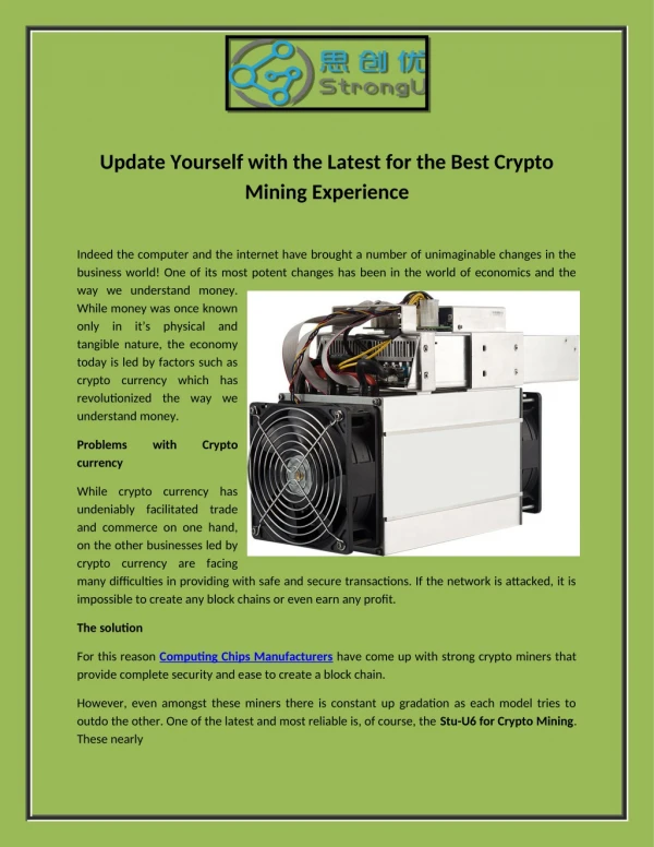 Update Yourself with the Latest for the Best Crypto Mining Experience