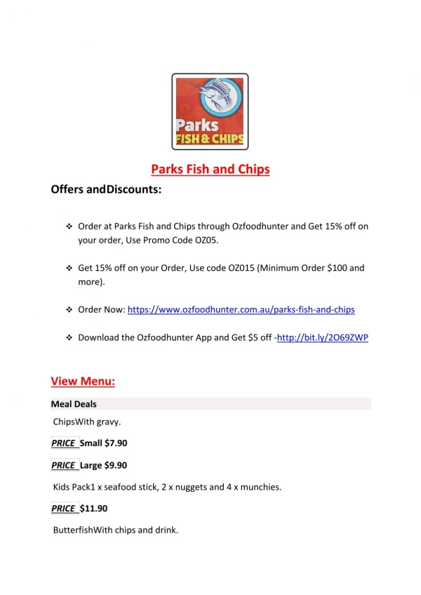 Parks Fish and Chips - Fish and chips takeaway Restaurant Davoren Park SA