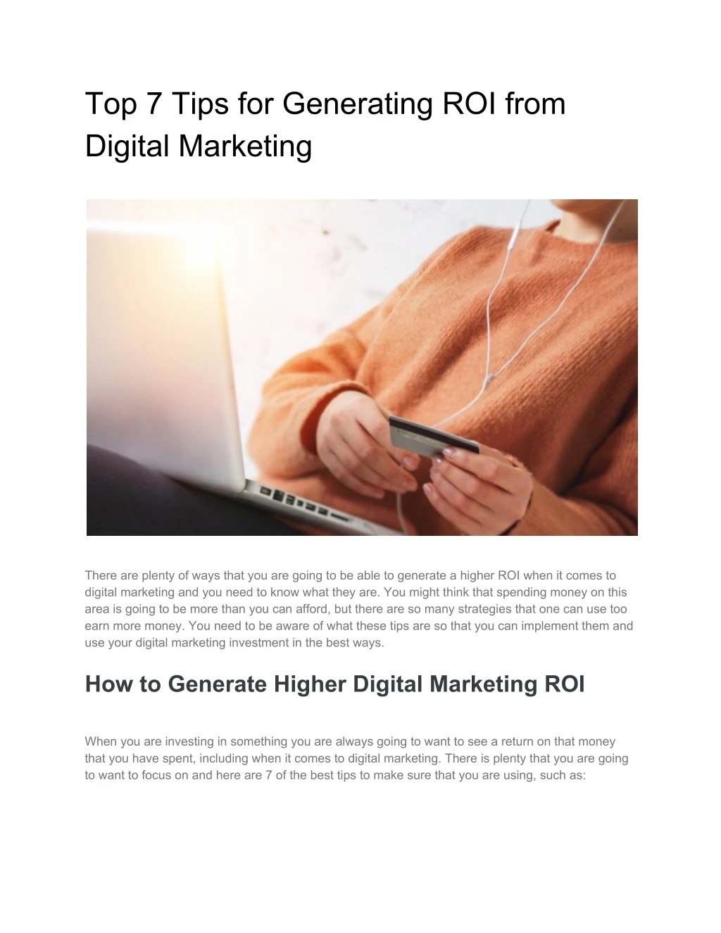 top 7 tips for generating roi from digital