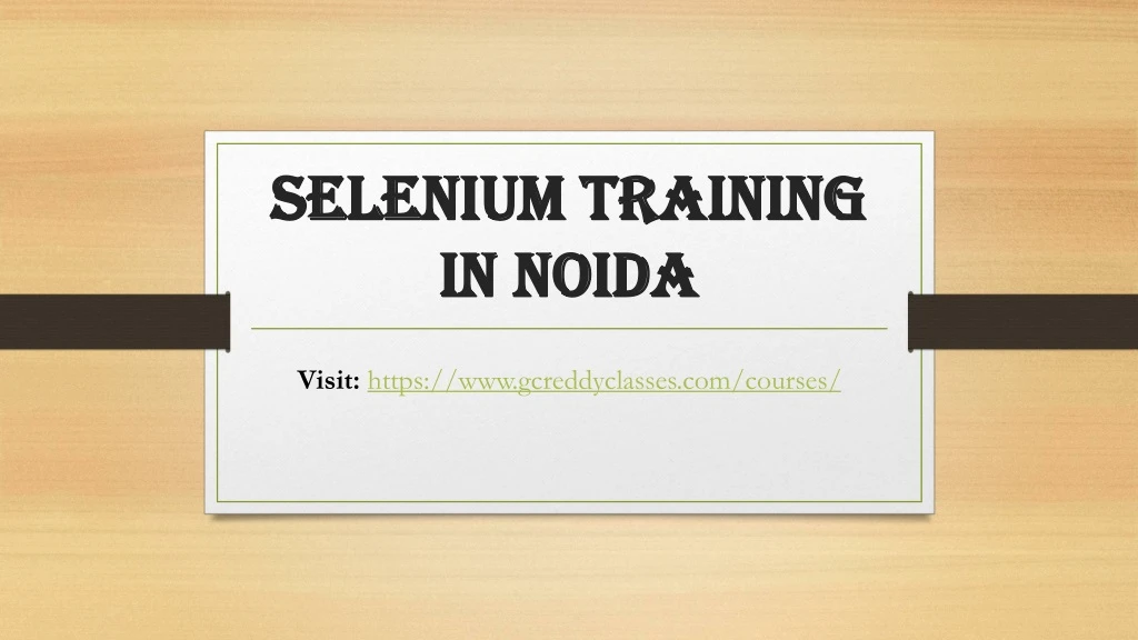 selenium training in noida