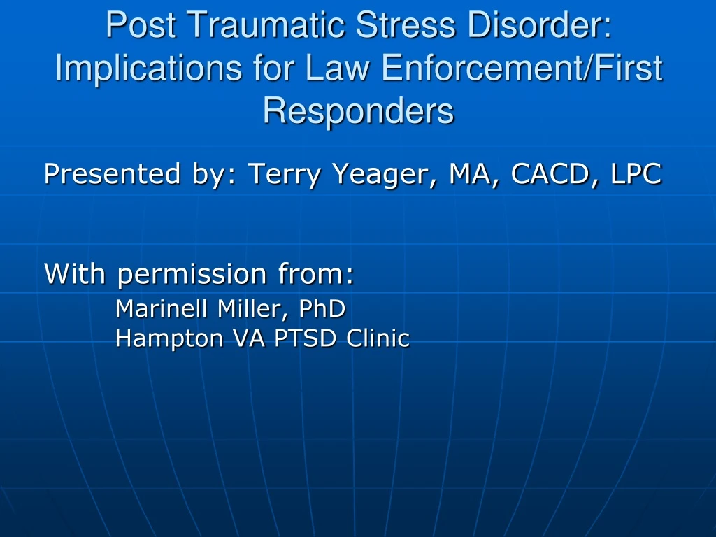 post traumatic stress disorder implications for law enforcement first responders