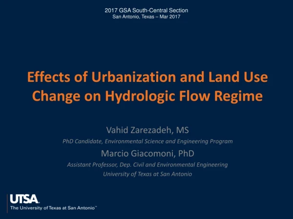 Effects of Urbanization and Land Use Change on Hydrologic Flow Regime