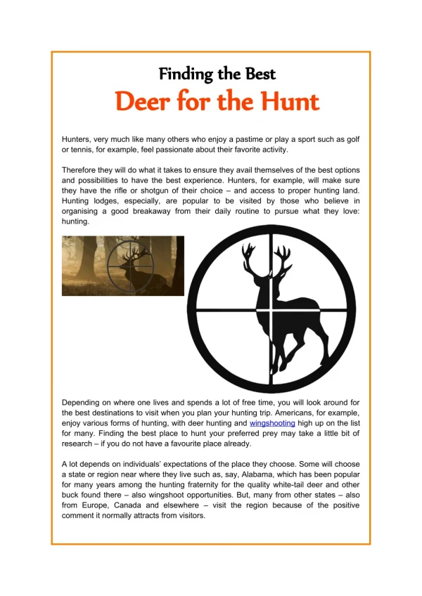 Finding the Best Deer for the Hunt