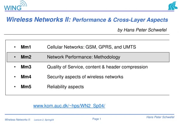Wireless Networks II: Performance &amp; Cross-Layer Aspects