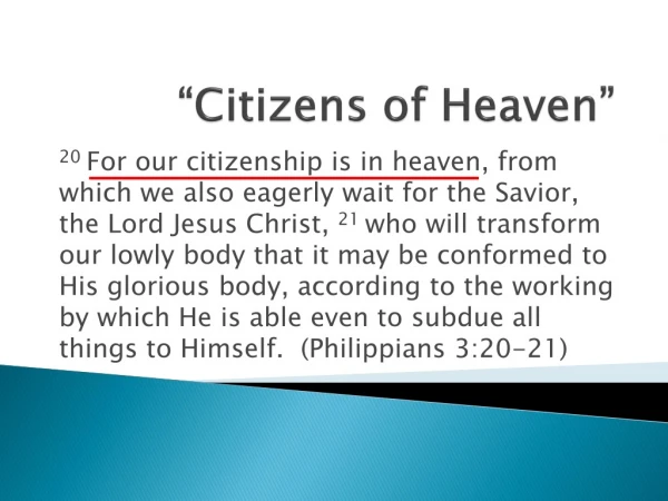 “Citizens of Heaven”