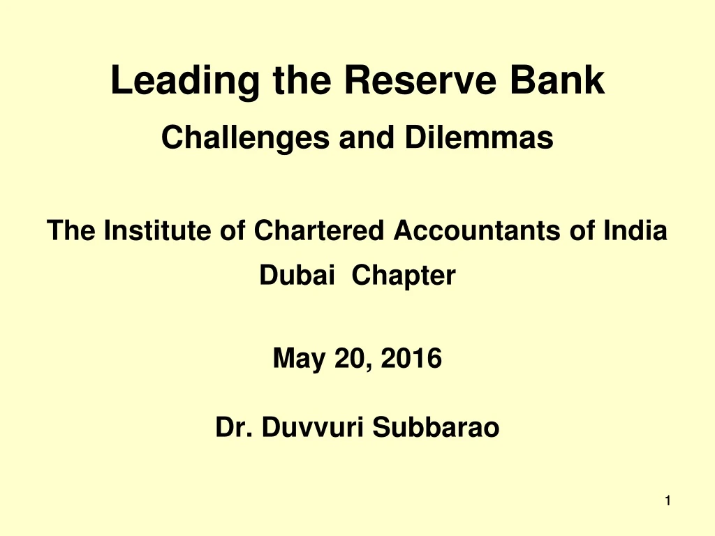 leading the reserve bank challenges and dilemmas