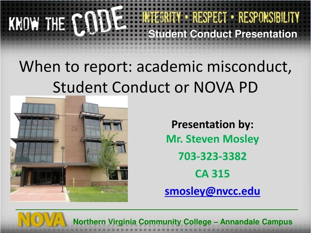 when to report academic misconduct student conduct or nova pd