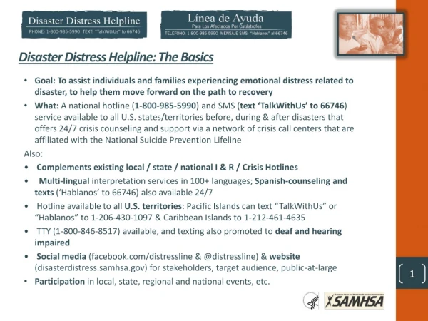 Disaster Distress Helpline: The Basics