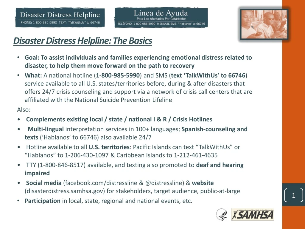 disaster distress helpline the basics