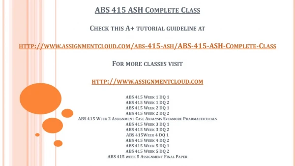 ACC 490 Entire Course New