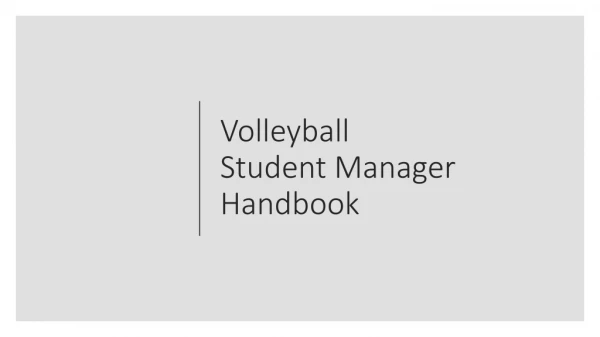 Volleyball Student Manager Handbook