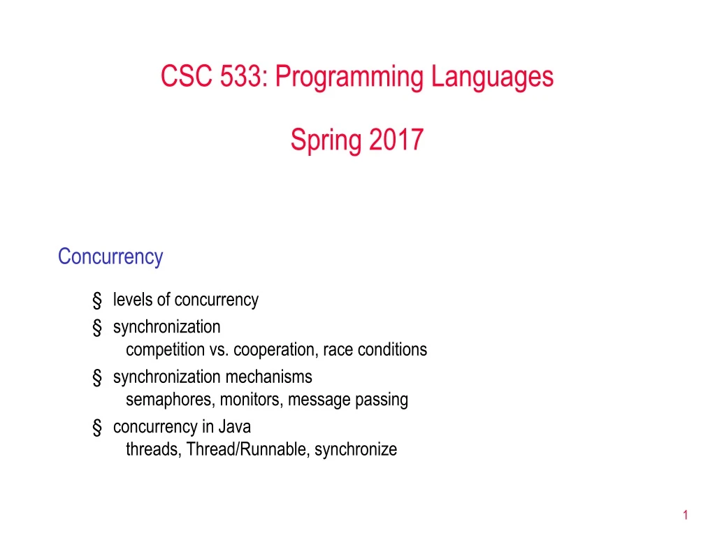 csc 533 programming languages spring 2017