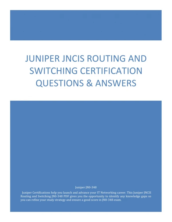 Juniper JNCIS Routing and Switching Certification Questions & Answers