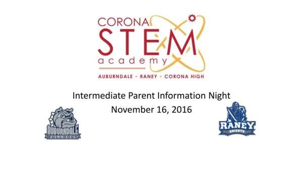 Intermediate Parent Information Night November 16, 2016