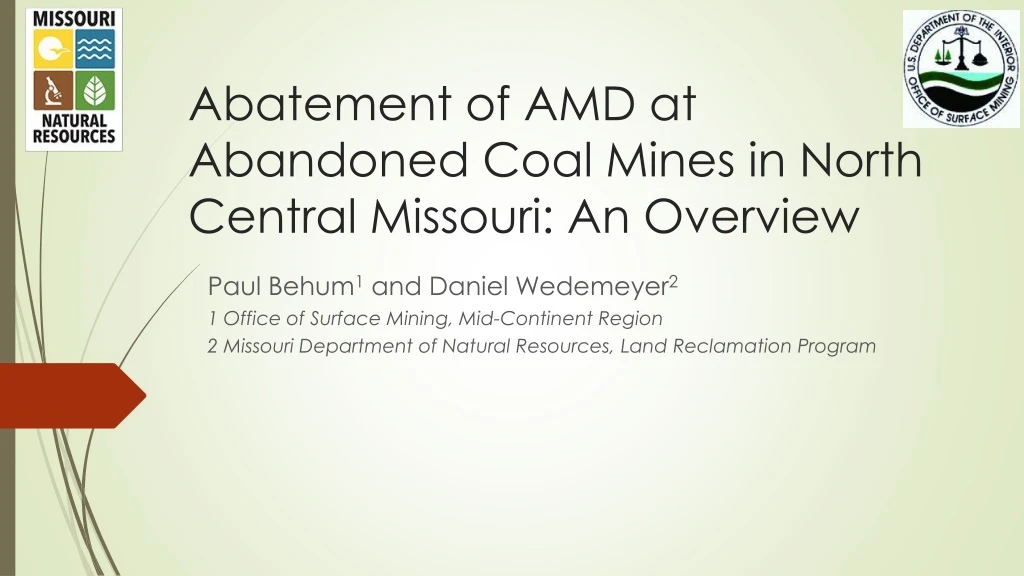abatement of amd at abandoned coal mines in north central missouri an overview