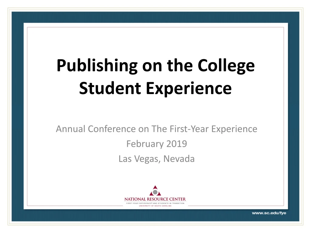 publishing on the college student experience