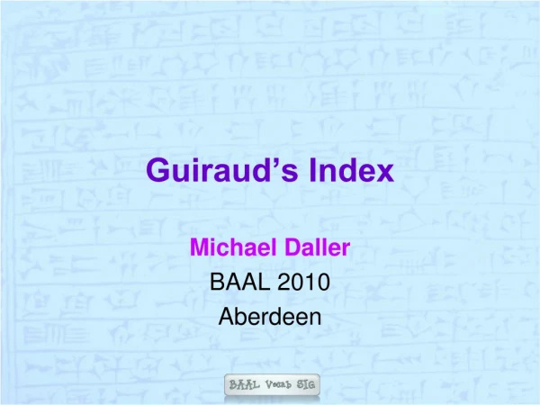 Guiraud’s Index