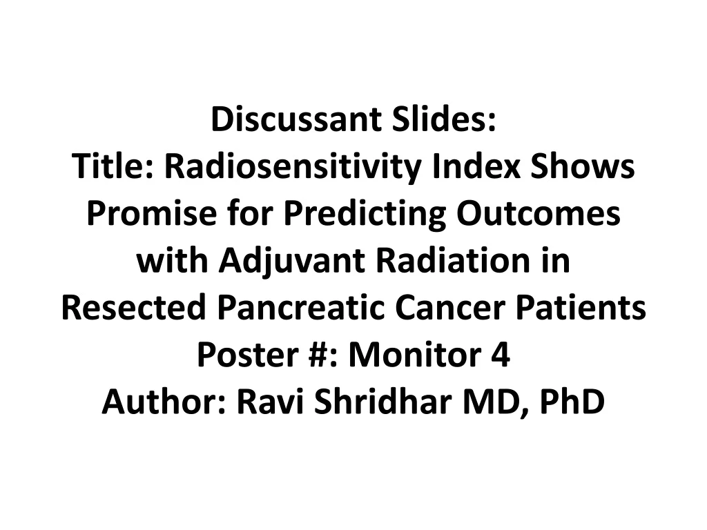 discussant slides title radiosensitivity index