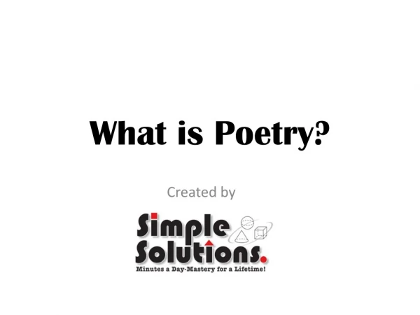What is Poetry?