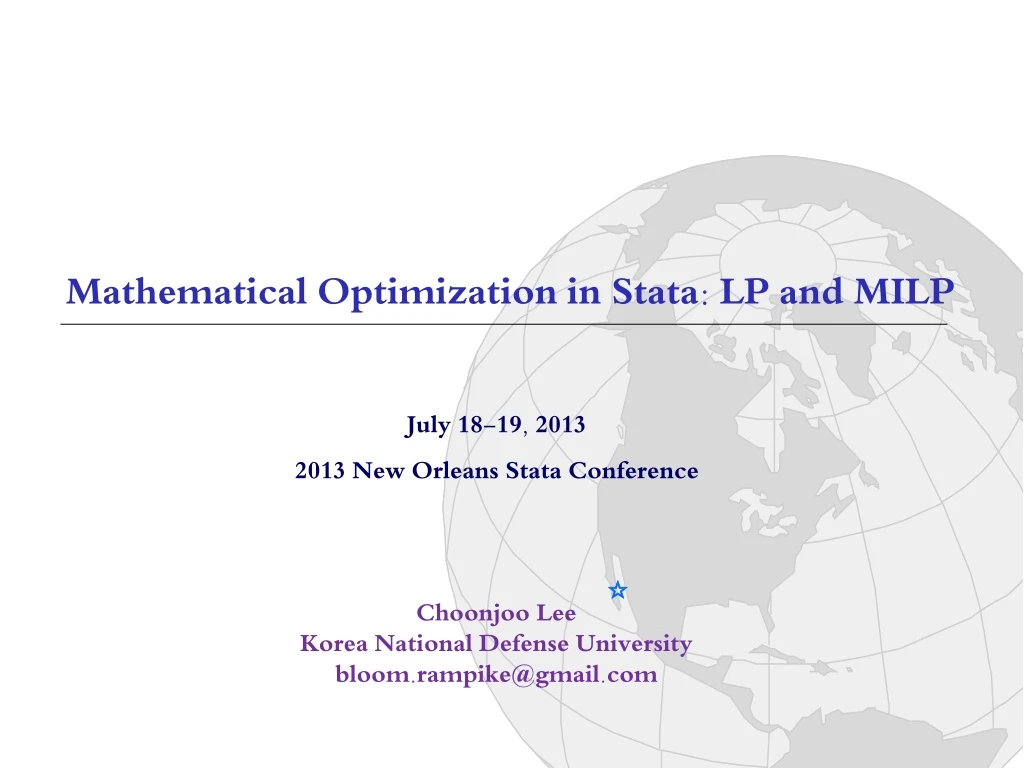mathematical optimization in stata lp and milp