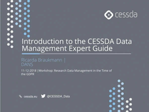Introduction to the CESSDA Data Management Expert Guide