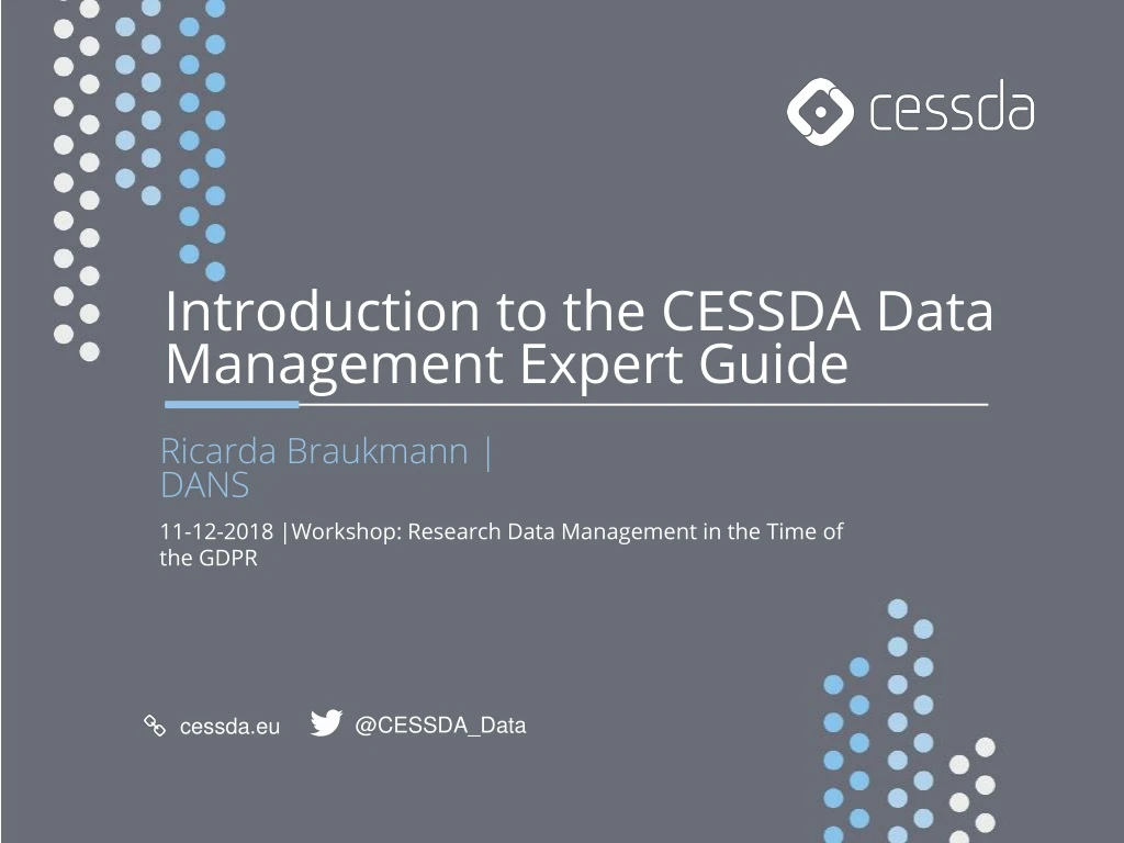 introduction to the cessda data management expert