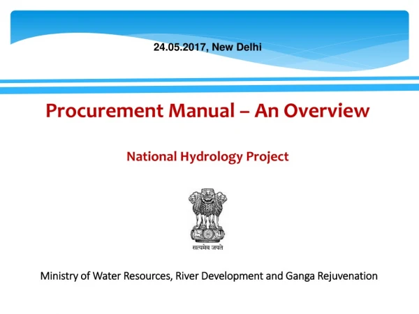 Procurement Manual – An Overview National Hydrology Project