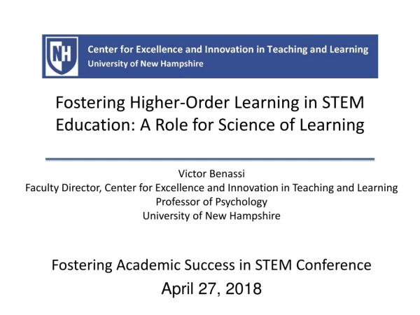 Fostering Higher-Order Learning in STEM Education: A Role for Science of Learning