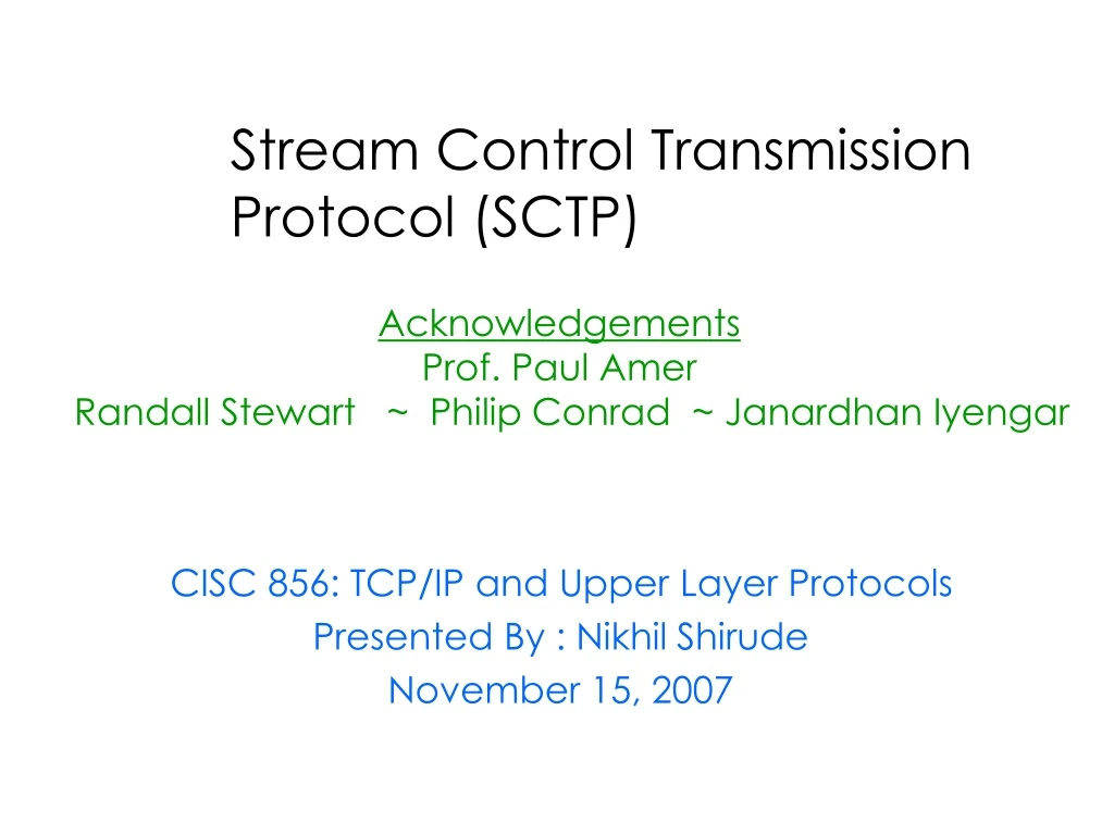 stream control transmission protocol sctp