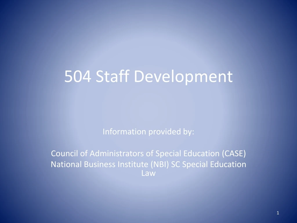 504 staff development