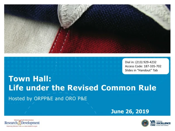 Town Hall: Life under the Revised Common Rule
