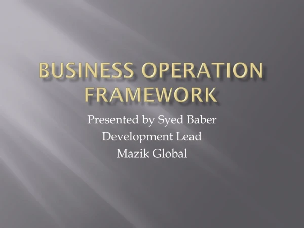 Business operation Framework