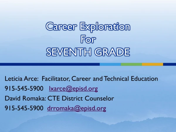 Career Exploration For SEVENTH GRADE
