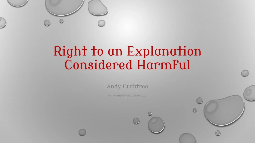 right to an explanation considered harmful