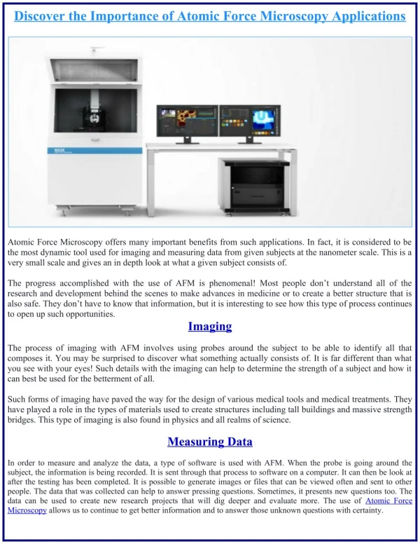 Discover the Importance of Atomic Force Microscopy Applications