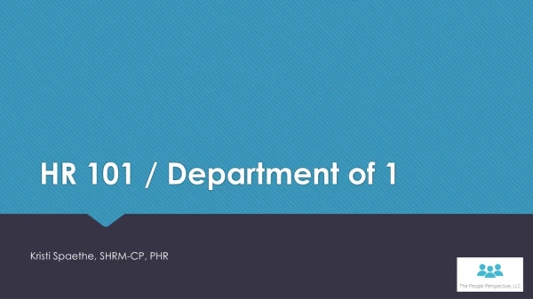 HR 101 / Department of 1