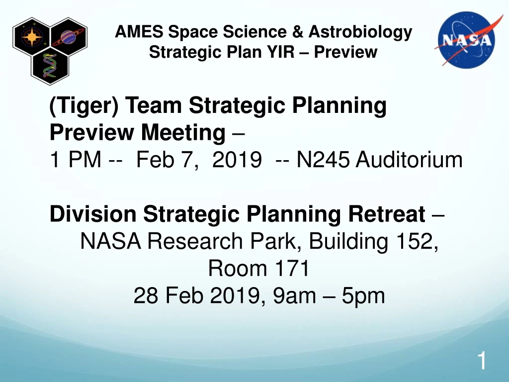 ames space science astrobiology strategic plan