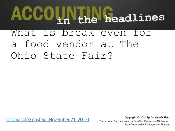 What is break even for a food vendor at The Ohio State Fair?