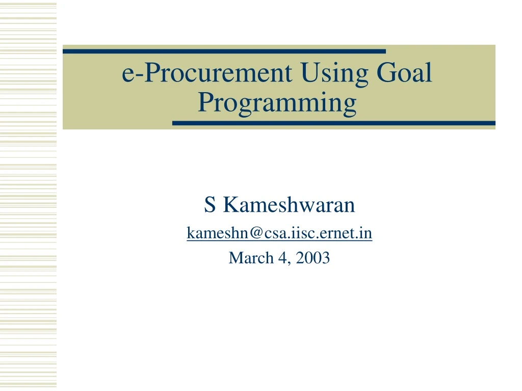 e procurement using goal programming