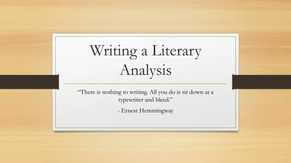 Writing a Literary Analysis