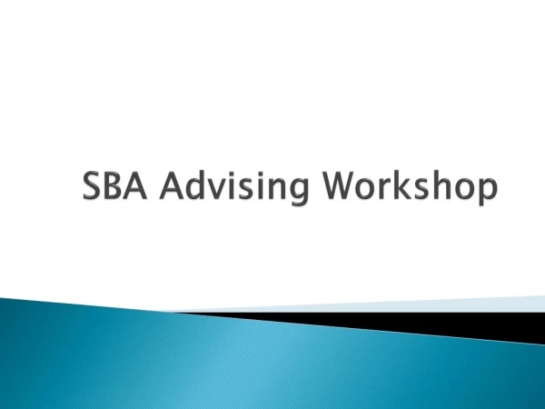 SBA Advising Workshop