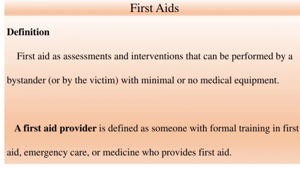 First Aids