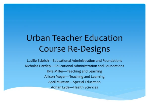 Urban Teacher Education Course Re-Designs